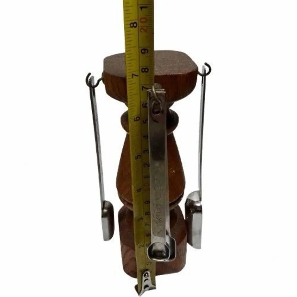 Vintage Wood Measuring Spoon Tree Stand Caddy Spoon Holder Handmade Signed